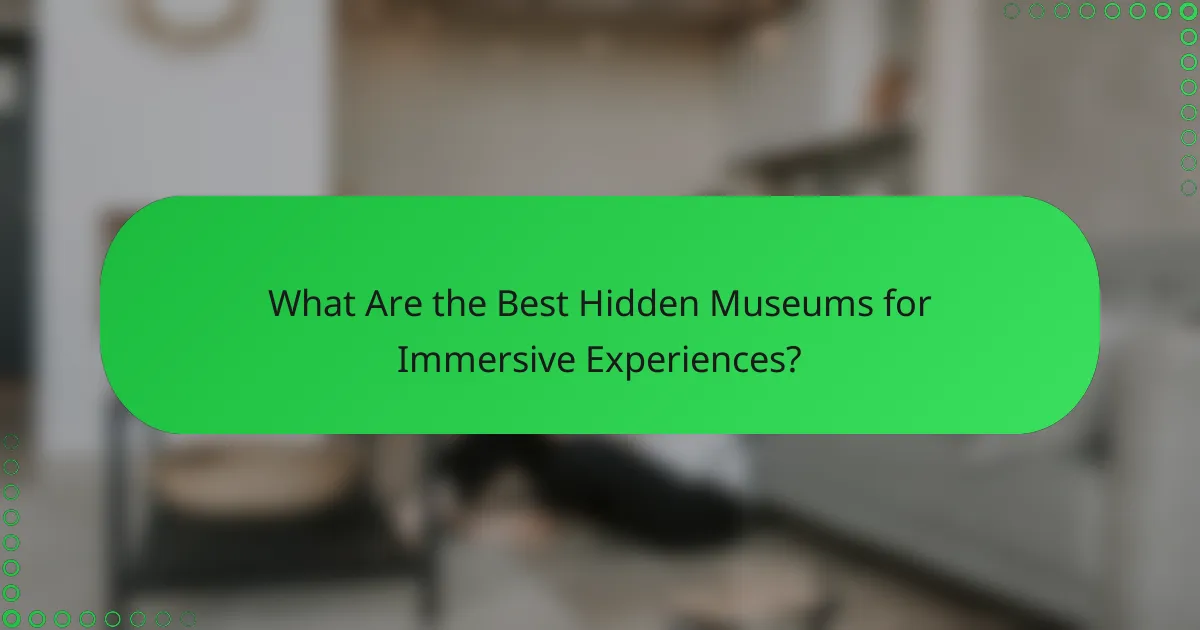 What Are the Best Hidden Museums for Immersive Experiences?
