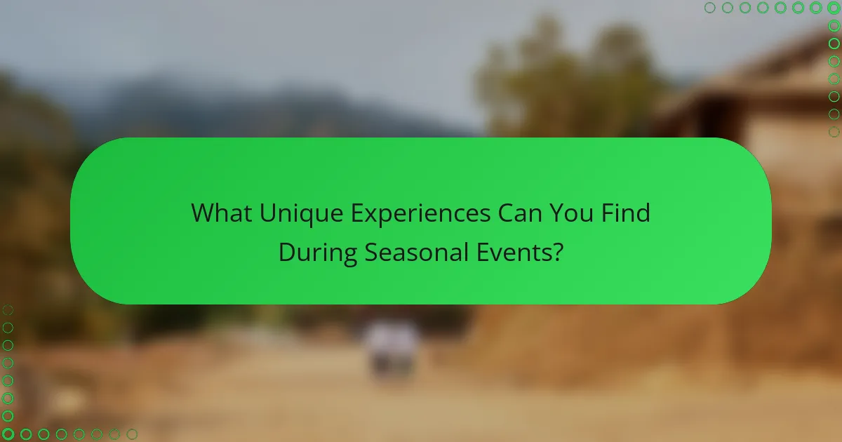 What Unique Experiences Can You Find During Seasonal Events?